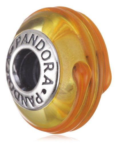 Pandora Yellow Stripes Murano Glass November Charm image