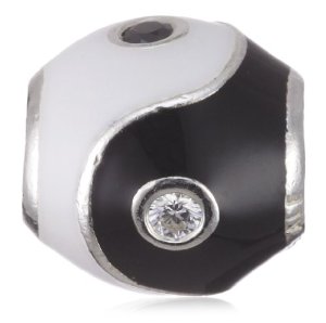 Pandora Yin-yang Clear CZ Black And White Enamel Charm