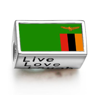 Pandora Zambia Flag January Birthstone Photo Charm