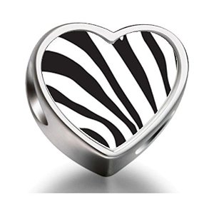Pandora Zebra Skin Heart Photo Charm