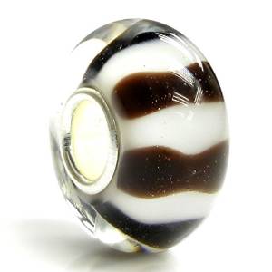 Pandora Zebra Stripes Murano Glass Silver Charm