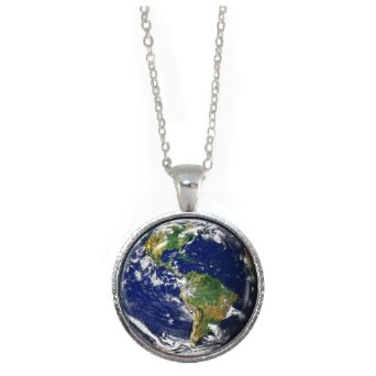 Planet Earth Pendant Necklace Silver Charm image