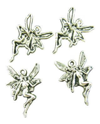 Set Of 10 Sterling Silver Fairy Charm