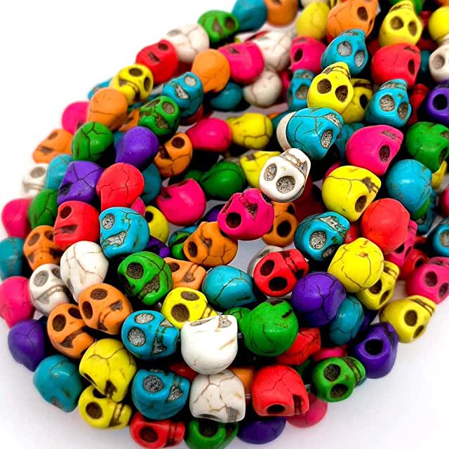 Set Of 30 Mixed Colors TURQUOISE Skulls Bead