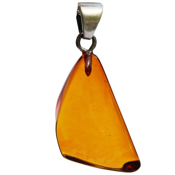 Sterling Silver Cognac Amber Pendant Charm
