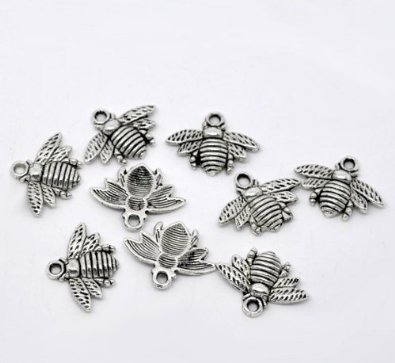 Sterling Silver Set Of 10 Bumble Bee Charm image