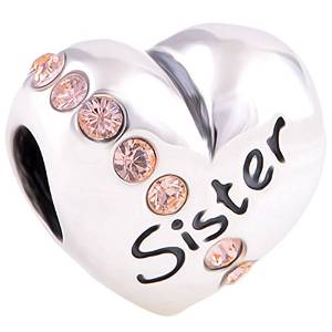 Sterling Silver Sister Clip On Heart Charm