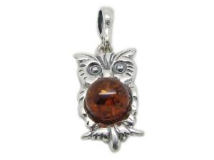 Sterling Silver Welded Bliss Owl Amber Charm image